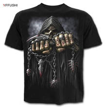 YFFUSHI 2018 Male 3d Shortsleeve T shirt Unique 3d Skull Hip Hop Tee Double fist Print Skull Tops Summer Cool Tshirt Plus Size 2024 - buy cheap