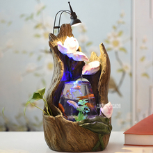 Украшение для помещений аквариума настольная маленькая стеклянная Рыбная чаша креативный фонтан лотоса с Led светильник аквариум 2024 - купить недорого