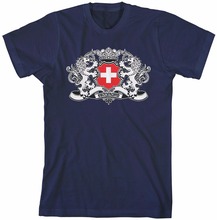 Camiseta masculina estampada estilo verão, camisetas curtas com estampa de leão da suíça, bandeira do leão, novo, 2019 2024 - compre barato