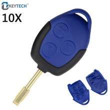 Okeytech 10 pçs/lote escudo chave para ford transit conectar conjunto 3 botões caso azul fo21 lâmina substituição caso capa do carro automóvel fob 2024 - compre barato