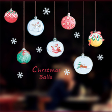 Feliz Navidad bolas vinilos de pared para niños habitaciones tienda decoración de hogar para ventana accesorios feliz Pared de Año Nuevo pegatinas pvc arte mural 2024 - compra barato