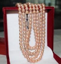 Collar de perlas rosas, 9-10MM, NATURAL, redondo, 50 pulgadas 2024 - compra barato