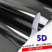 10x152cm DIY High Glossy 5D Carbon Fiber Vinyl Wrap Car Body Film Motorcyle Automobiles Car Sticker Decals 2024 - buy cheap