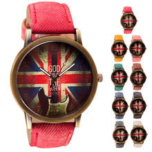 Кварцевые женские и мужские часы, винтажные Аналоговые кварцевые наручные часы Vogue с британским флагом и кожаным ремешком для музыки и гитары 2024 - купить недорого