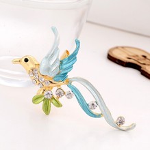 Hesiod Cute Phoenix Pattern Brooch Wedding Party Dress Decor Delicate Crystal Birds Brooch Pins Gold Color Alloy Banquet Gifts 2024 - buy cheap