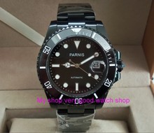 40mm PARNIS Sapphire Crystal 21 jewels Automatic machinery movement  black rotateing Ceramic bezel PVD case luminous men's watch 2024 - buy cheap