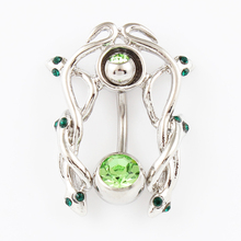 Женское кольцо для пупка, с Зелеными камнями, 14 г 2024 - купить недорого