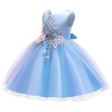 Vestido de princesa para meninas, vestido de casamento para meninas, vestido de festa de verão, vestido bordado com estampa floral, roupas de crianças 2024 - compre barato