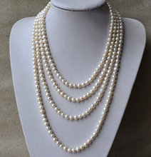 Charming Real Pearl Jewelry,Long 90inches 7-8mm White Color Freshwater Pearl Necklace,Wedding Party Jewelry 2024 - buy cheap