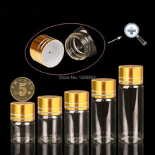 Portable 10 Pcs Small Clear Empty Bottles Glass Vials With golden Screw Caps 22*35mm 2024 - buy cheap