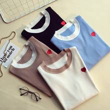 2018 Spring Autumn Knitted Women Sweater Fashion Casual Pullover Jumper O-Neck Outwear Embroidery Heart Shape Female Sweater 2024 - buy cheap