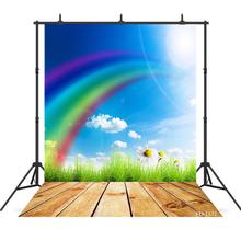 Sky Rainbow Bokeh Wall Wood Floor Photography Backdrops Vinyl Backgrounds for Photo Studio Children Baby Shower Photophone 2024 - buy cheap