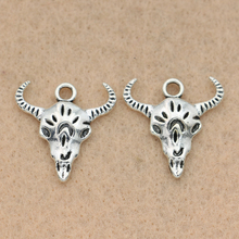 KJjewel Antique Silver Plated Bull Head Charms Pendants for Jewelry Making Bracelet Accessories DIY Findings 21x21mm 10PCS 2024 - buy cheap