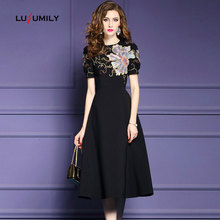 Lusumily Dress Women Autumn & Spring Elegant Sequin Velvet Dress Festa Female High Quality Party Dresses Vestidos Vintage Robe 2024 - buy cheap