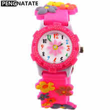 PENGNATATE Girls Kids Watches Red Flower 3D Bracelet Silicone Wristwatches Fashion Mini Strap Children Cartoon Watch Cute Gifts 2024 - buy cheap