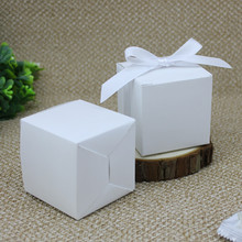 50pcs/lot DIY Solid White Color Candy Box For Wedding Birthday Party Creative Decoration Gift Box With White Ribbon 5cmx5cmx5cm 2024 - buy cheap