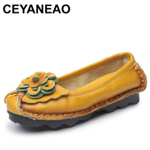 CEYANEAO New Summer Women cutouts Genuine Leather Shoes Comfortable Buckle Flats Nurse Casual Handmade ballet flatsC043 2024 - buy cheap