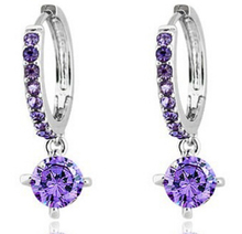 OMH wholesale buy 5pair OFF20% Purple and white 18KT white gold Austrian crystals fashion Water Drop Earrings Free shippin TZ104 2024 - buy cheap