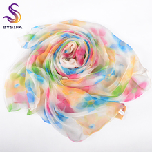 [BYSIFA] Female Long Thin Silk Scarf Fashion Brand Accessories Muslim Headscarf Scarves Sweet Girls Silk Scarf Summer Cover-Ups 2024 - buy cheap