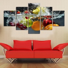 Quadros de impressão de lona modular hd, 5 peças, pintura de impressão de frutas para sala de estar, decoração de casa, alta qualidade 2024 - compre barato