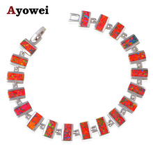 Female Anniversary Bracelets Top Quality Orange Fire Opal Silver Stamped Fine Fashion Jewelry OB060A 2024 - buy cheap