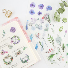 6Sheets/Set Summer Leaves Plants Creative Decoration Scrapbooking Stickers Transparent PVC Stationery Planner Stickers 2024 - buy cheap