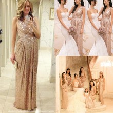 Free shipping 2021 fashion style sequined deep V-neck bride and bridesmaid dresses to glittering large size can be custom Size 2024 - buy cheap