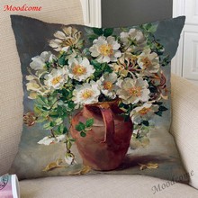 Retro European Style Flower Art Vase Pillow Case Flowers Oil Painting Throw Pillow Cover Classic Court Decorative Cushion Cover 2024 - buy cheap
