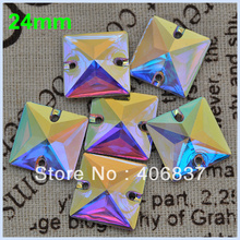Free Shipping, 50pcs/Lot, 22mm Crystal AB / Clear AB Square sew on stones flat back resin sew on rhinestones 2024 - buy cheap