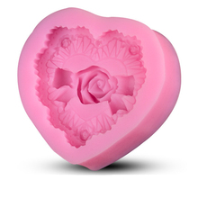 Nova chegada bonito amor coração rosa flor forma 3d molde do bolo de silicone fondant bolo ferramentas para cupcake d253 2024 - compre barato