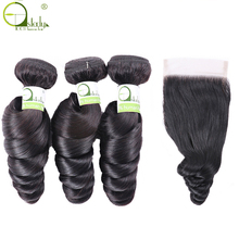 Sterly Loose Wave Bundles With Closure Natural Color Brazilian Hair Weave Bundles With Closure Remy Human Hair Extension 2024 - buy cheap