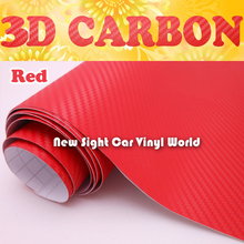 Красная 3D виниловая пленка из углеродного волокна для обертывания автомобиля Размер Чехла: 1,52*30 м/рулон 2024 - купить недорого