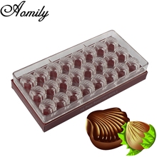 Aomily 24 Shell Shape Clear Hard Chocolate Mold DIY Fondant Tool Baking Polycarbonate PS Candy Maker Cake Mousse Mould Home Gift 2024 - buy cheap