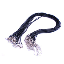 Necklace Black Round Rubber Cord Strings Lobster Clasps Creation Component Women & Men Jewelry 43cm 20Pcs 2024 - buy cheap