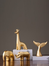 Elephant Giraffe Rhinoceros Resin Golden Nordic Minimalist Home Decoration Accessories Living Room Wine Cabinet Office Ornaments 2024 - buy cheap