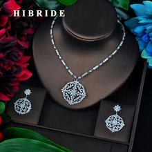 HIBRIDE-Conjunto de collar con colgante de forma redonda para mujer, conjunto de joyería nupcial de circón cúbico de alta calidad, precio al por mayor, N-682 2024 - compra barato