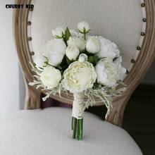 Искусственные Белые пионы, розы, Свадебный букет невесты, искусственный цветок, букет невесты, товары для невесты, букет невесты, новинка 2018 2024 - купить недорого