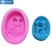 3.2 inch Marry Valentine Wedding Couple Lovers Oval Silicone Soap DIY Mold Craft Art Candle Mould Handmade Soap Mould bulk sale 2024 - buy cheap