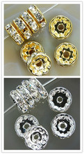 ¡Caliente! 10mm cada 100 piezas envío gratis + regalo BLANCO CRISTAL Diamante de imitación DIY espaciador, chapado en plata oro cuentas sueltas bv323 2024 - compra barato