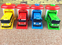 [Funny] 4pcs/set Scale model Tayo the little bus children miniature bus baby oyuncak garage tayo bus Ejection impact car vehicle 2024 - buy cheap