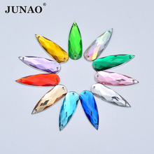 JUNAO 10*30mm Large Sewing Drop Rhinestone Applique Sew On AB Crystal Stone Flatback Acrylic Strass for Clothes Needlework 2024 - buy cheap
