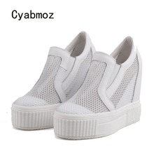 Cyabmoz/Летняя женская обувь, увеличивающая рост; дышащие кроссовки на высоком каблуке; Zapatos mujer Tenis feminino; женские туфли-лодочки; обувь для вечеринок 2024 - купить недорого