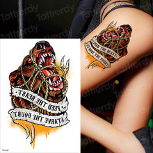 Водонепроницаемая Временная тату-наклейка с головой волка льва тату флэш-тату на шею руки поддельные татуировки на Хэллоуин стикер для тела s 2024 - купить недорого
