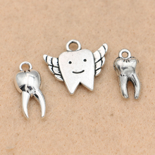10pcs Antique Silver Plated Tooth Smile Charms Pendants for Jewelry Diy Jewelry Making Bracelet Accessories Handmade 2024 - buy cheap