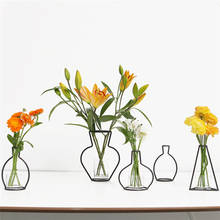 Домашняя вечерние чная декоративная ваза, абстрактные черные линии, Минималистичная абстрактная железная ваза, сушеные цветы, орнамент из искусственных цветов в скандинавском стиле 2024 - купить недорого