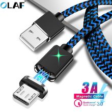 Магнитный кабель OLAF Micro USB для быстрой зарядки 3A, Шнур Micro USB для xiaomi, huawei, Android, кабель для быстрой зарядки мобильного телефона, провод для передачи данных 2024 - купить недорого