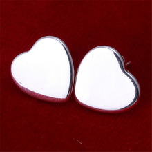 silver color love cute women Heart card Stud Earrings Street beat wild glamor girl wedding free shipping E010 2024 - buy cheap