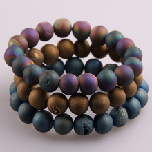 MOODPC Free shipping 10mm Natural Stones Bracelet Handmade Stretched Druzy Bracelet For Yoga Bracelet 2024 - buy cheap