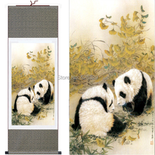 ¡Venta caliente! Arte de pared de alta calidad decoración del hogar Panda cuadro de pared pintura china tradicional de marco de desplazamiento de seda tamaño grande 2024 - compra barato