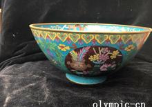 9'' bronze Cloisonne Enamel Flower dragon Bird figure bowl cup statue 2024 - buy cheap